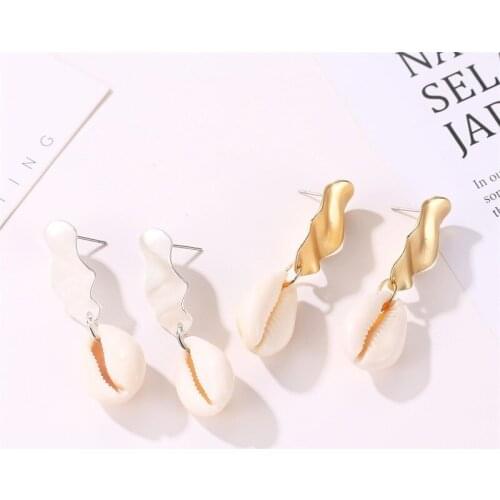 Trendy Shell Drop Earrings For Women Handmade Gold/Silver Color Metal Pendant Dangle Earring Female 2019 Brincos Fashion Jewelry