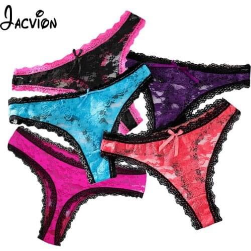 5 Pieces/Set Womens Thongs G-string Sexy Underwear Female Panties Briefs For Ladies T-back Women Transparent Thong G-string