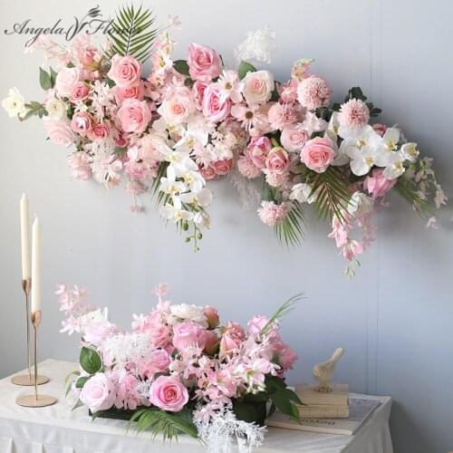 Customize Artificial Flower Arrangement Pink Orchid Flower Row Wedding Arch Backdrop Decor Wall Window Party Event Stage Layout
