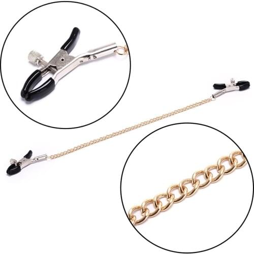Adult Game Metal Nipple Clamps with Gold Chain Erotic for Women Nipple Clips