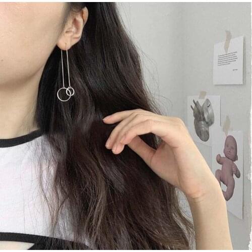 Circle Drop Earrings Long Tassels For Women Korean Fashion Punk Hip Hop Female New Trendy Hot Pendientes Jewelry Gift BOYULIGE