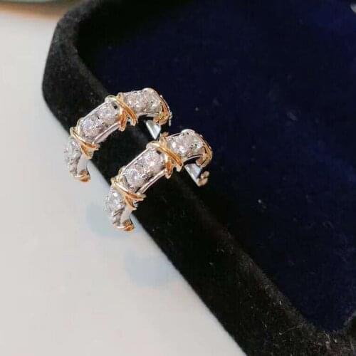 Femininity Fashion Cross Zircon S925 Sterling Silver Earrings Original Brand High Quality Jewelry Logo Holiday Gift