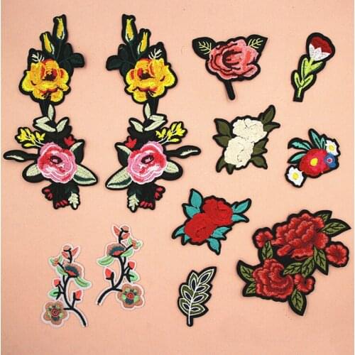 11Pcs Colorful Flower Applique Clothing Embroidery Patch Fabric Sticker Elegant Sew-on Clothes Accessories DIY Decoration BT130