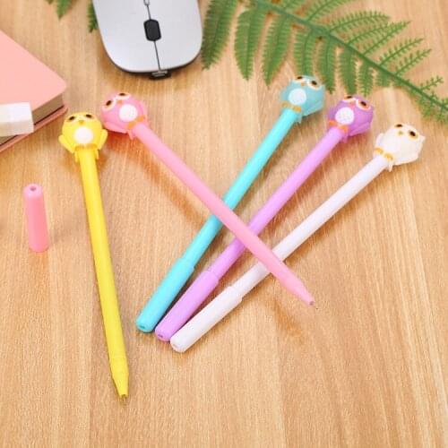 24 Pcs Creative Stationery Owl Neutral Pen Lovely Student Exam Black Cartoon Office Supplies Signed Pen Wholesale