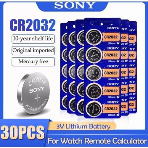 30PCS SONY CR2032 CR 2032 DL2032 ECR2032 BR2032 3V Lithium Battery For Watch Toy Calculator Car Remote Control Button Coin Cell