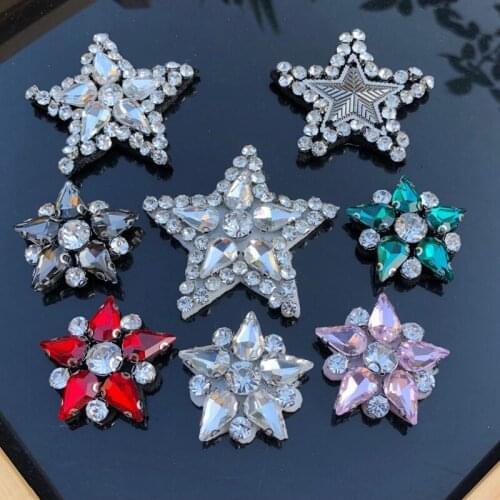 3D Badge Star Applique Rhinestone Beaded Applique Rhinestone Star Patch Badge Patches