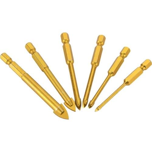 6pcs Glass Drill Bits Set Tile Ceramic Drilling Set 3/4/5/6/8/10mm with 1/4inch Hex Shank for Porcelain Marble Mirror