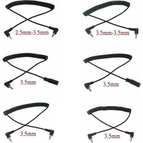 90 Degree 3.5mm Audio Cable With Spring Bend Male To Male & Female Retractable Audio 3Pole 4 Pole Cable 1.2M Aux Car Audio Cable