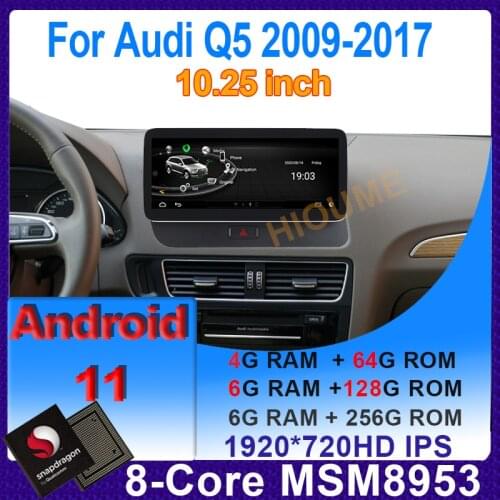 10.25" Snapdragon Android 10 8Core 4+64G Car Radio Multimedia Player GPS Navigation for Audi Q5 2009-2017 Stereo CarPlay