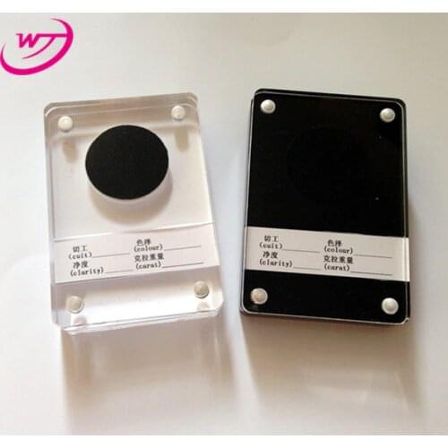Loose Diamond Display Box Show Case Gems Packaging Case Price Tag Jewelry Acrylic Magnetic Gemstone Holder Black and Transparent