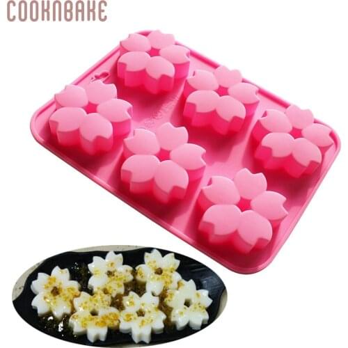 COOKNBAKE DIY Petal DIY Cake Silicone Mold Handmade Soap Chocolate Jelly Pudding Ice Cube Baking Tool with 6 Holes CDSM-569