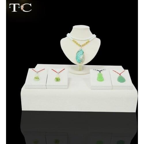 Jewelry Display Showcase Beige Velvet Display Jewelry Holder for Necklace Bust Pendant Stand Rack Free EMS