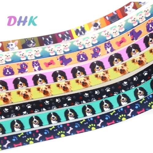 DHK 3/8'' 50yards Dog Paw printed grosgrain ribbon Accessory hairbow headwear DIY decoration 9mm S1549