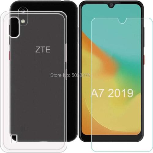 For ZTE Blade A3 A5 A7 2019 Tempered Glass ZTE Blade A7 2019 Case Soft Silicone Case With Full Tempered Glass ZTE Blade A7 2019
