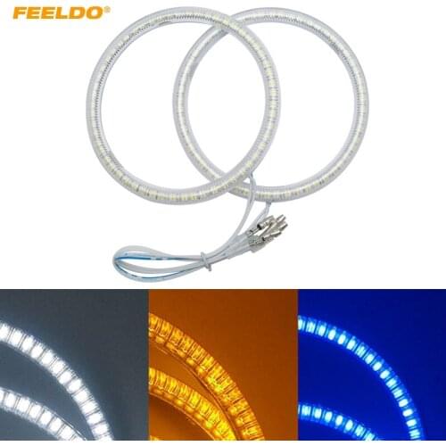 FEELDO 2X106mm Car LED Halo Rings Angel Eyes DRL Head Lamp For Subaru Legacy Light #HQ992