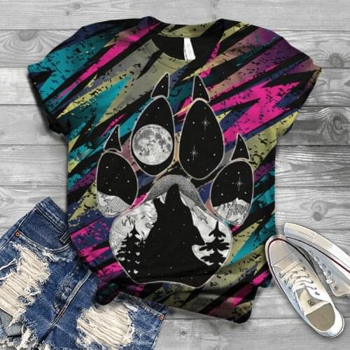 2021 fashion casual mens and womens summer round neck 3D wolf print T-shirt childrens street outdoor comfortable inch shirt