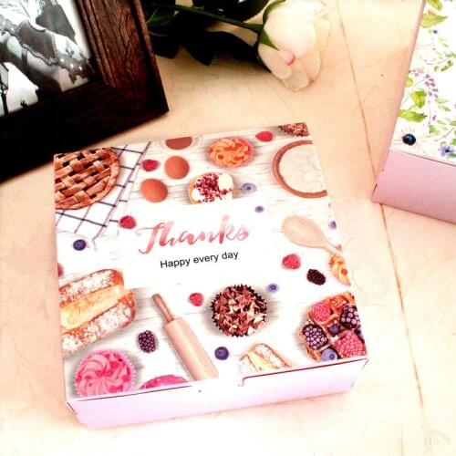 Hot Sale 16.5*16.5*6.5cm 30pcs thank Cheese Cake Paper Box Cookie Food Packaging Storage Boxes Wedding Christmas Baby Shower Use