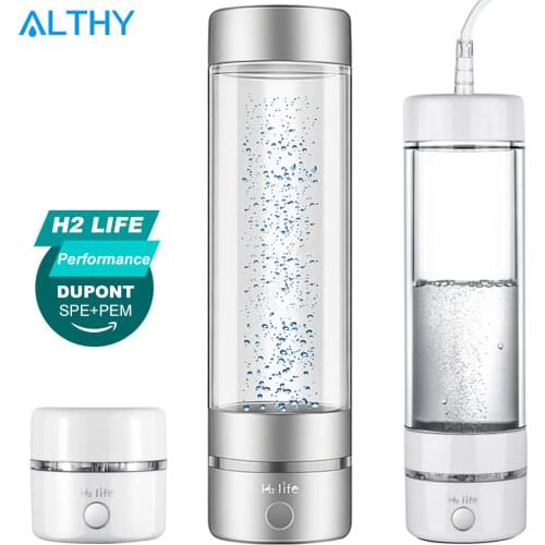 H2Life 5th Generation Hydrogen Water Generator Bottle DuPont SPE+PEM Dual Chamber Maker lonizer Cup + H2 Inhalation device