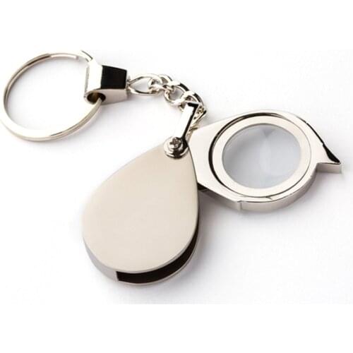 15X Portable Folding Key Ring Mini Magnifier Key Chain Magnifying Durable Glass Loupe Pocket Tool Holiday Gift Supplies