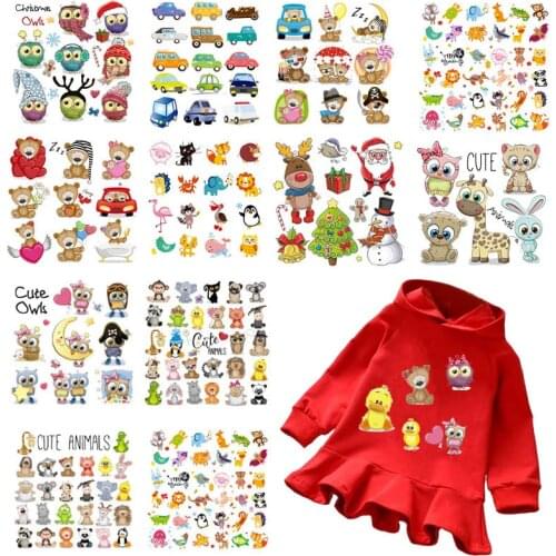 Small cute stripes Iron on transfers for Clothing heat vinyl transfer Patch thermo stickers on Clothes children animals applique