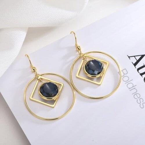 Fashion Trendy 100% 925 Sterling Silver Drop Earrings For Women Statement Korean Crystal Bead Dangle Earring Party Gifts Jewelry