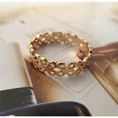 Fashion Simple Flower Rings Women Gold Color Boho Geometric Female Ring Engagement Jewelry