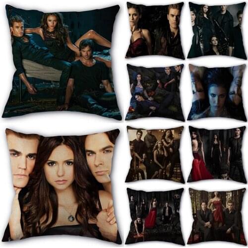 Custom The Vampire Diaries TV Pillowcase High Quality Home Textile Cotton Linen Fabric 45x45cm One Side Decoration Pillow Covers