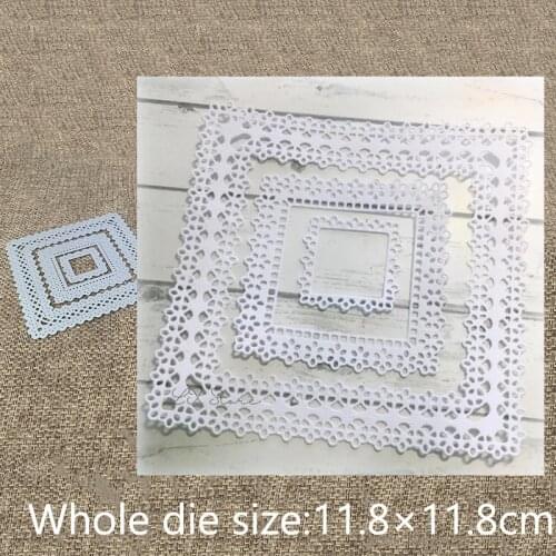 New Design Craft Metal stencil mold Cutting Dies 3pcs flowers square frame scrapbook die cuts Album Paper Card Craft Embossing