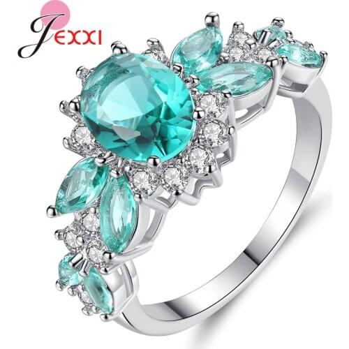 New Cubic Zirconia 925 Sterling Silver Flower Rings For Women Jewelry Bride Engagement Wedding Ornaments Stylish Ring