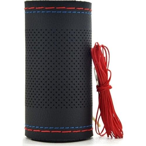 Braid On Steering Wheel Car Steering Wheel Cover Sewing With Needles and Thread Soft leather Diameter 38cm Steering cover couvre