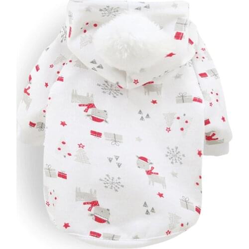 Christmas Pet Costume Cartoon Print Velvet Warm Winter Dog Coat Jacket Dog Clothes for Small Dogs Schnauzer Chihuahua Pug Outfit