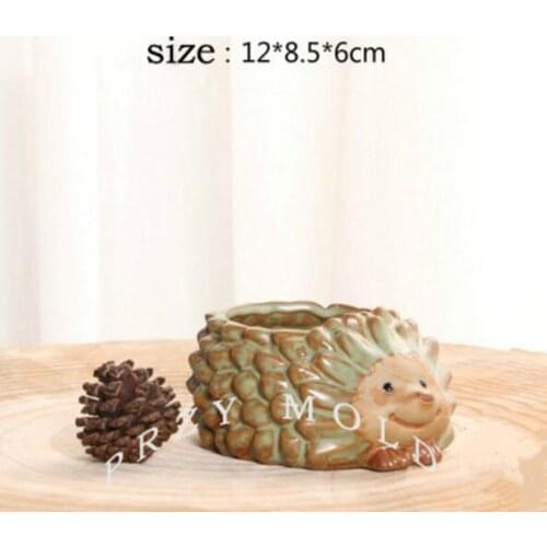 Silica gel silicone mold 3d vase Lying on a small hedgehog flower pots cute animal hedgehogs shape molds cement clay mould