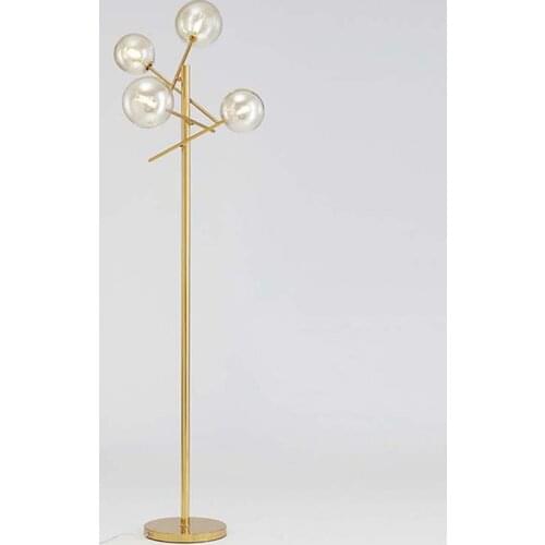 Nordic Post-modern creative floor lamp 4 lights G4 amber lampshade bedroom bedside lamp living room wrought iron standing lamps