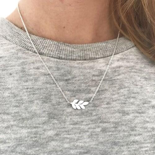 Fashion Bijoux Gold Color Laurel Leaf Pendant Necklace Women Boho Clavicle Chain Plant Collier Femme Stainless Steel Jewelry