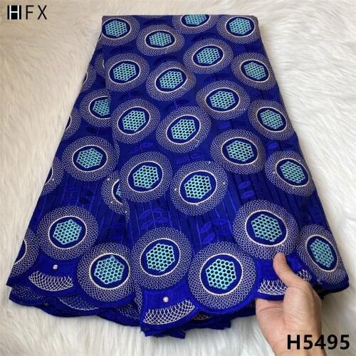 HFX High Quality Swiss voile Lace Fabric 100% Cotton With Stones Swiss Voile In Sitzerland For Dubai Lace 5 yards Fabric