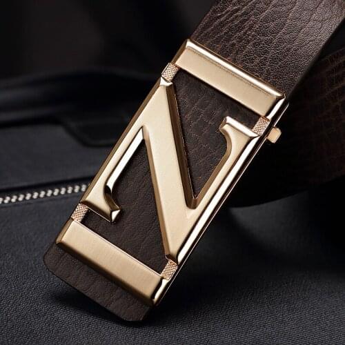 Z letter men belt luxury famous brand Casual Coffe strap for male genuine leather designer Waist Strap Cowskin fashion Waistband