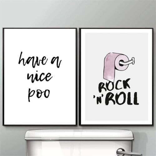 Funny Toilet Poster Bathroom Wall Art Prints Rock and Roll Minimalism Canvas Painting Quote Have a nice poo WC Sign Home Decor