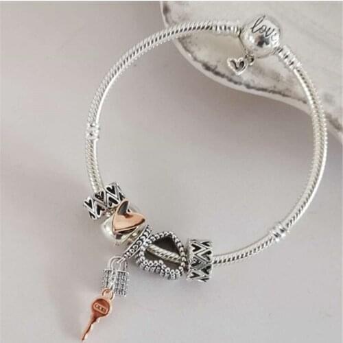 100% S925 Sterling Silver Bracelet Bangle Fashion Simple Bracelet Set New Year Gift for Women Fit Pandora Charms Bracelet