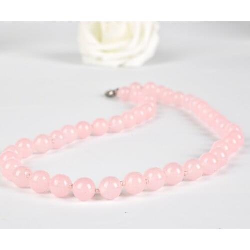 Full of girls' vibrant colors 10 mm rose quartz necklace is Give her the most romantic Necklace