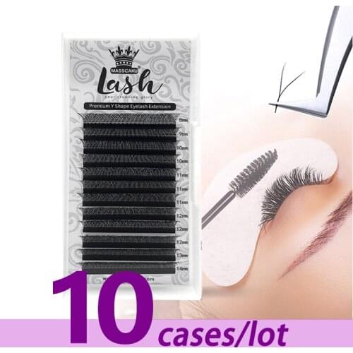 10Cases/Lot Wholesale Bulk Synthetic YY Lash Extensions Products Y Shaped Fluffy Mink individual Eyelash Extension Supplies