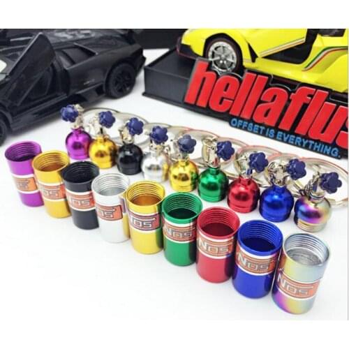 10PCs Car Turbo NOS Keychain Nitrogen Bottle Metal Key Chain Key Ring Stash Pill Box Storage