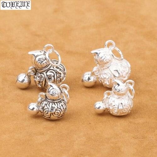 100% 925 Silver Gourd Charm Small Thai Silver Lucky Symbol Gourd Pendant Good Luck Charm Amulet