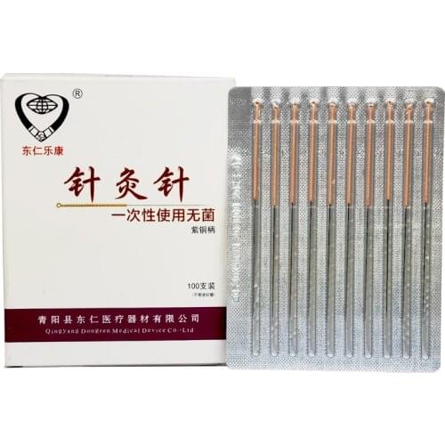 1000 pcs Brass Copper Handle disposable Acupuncture Needle Chinese Sterilze Acupuncture needles massage needle 100pcs/box