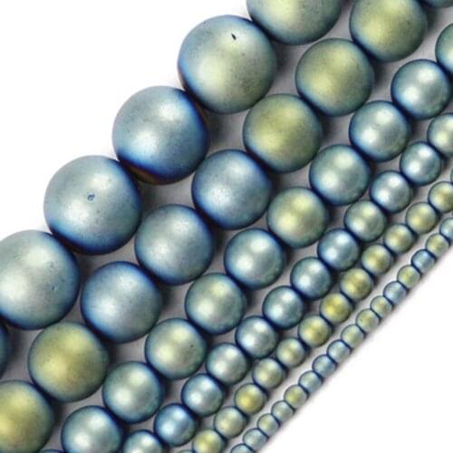2~10mm Round Frost Matte Plating Metallic Coated Green Hematite Beads For Jewelry Making Beads Healing DIY Beads Trinket Gift