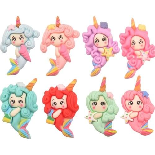 240PCS Fashion Resin Mermaid Supplies Making Hair Accessories for girls Hair Bow Center Planar Cabochon DIY Headwrap Accessories