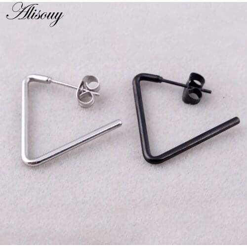 Alisouy 1 pair Punk earrings simple style rock hip pop ear stud triangle earring man woman unisex fashion jewelry for men women