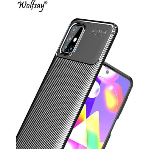 For Samsung Galaxy M31S Case Bumper Silicon Carbon Fiber Shockproof Cover For Samsung M31S M21 M11 M01 M51 Case For Samsung M31S