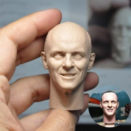 DIY Unpainted 1/6 Anthony Hopkins Smiling Head Sculpt Model PVC Head Carving Fit 12'' Male Soldier Action Figure