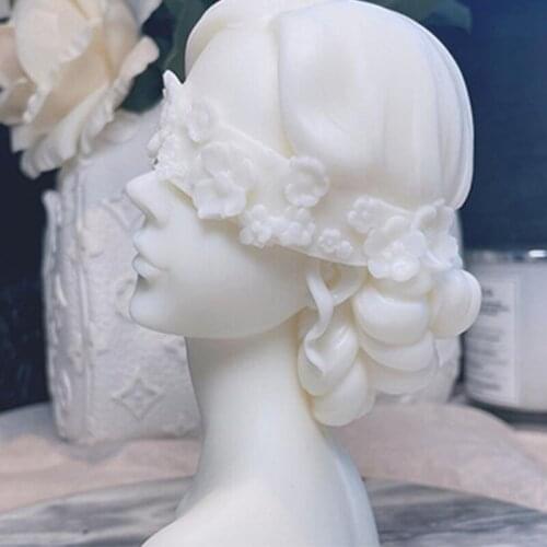 Eyes Closed Girl/Blindfolded Girl Mold DIY Candle Epoxy Mold Handmade Candles Aroma Wax Soap Molds for Decoration A5KE