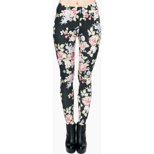 Hot Women Clothing Full Length 3D Graphic Print Fresh Flowers Leggings Sexy Fitness Punk Pants Workout